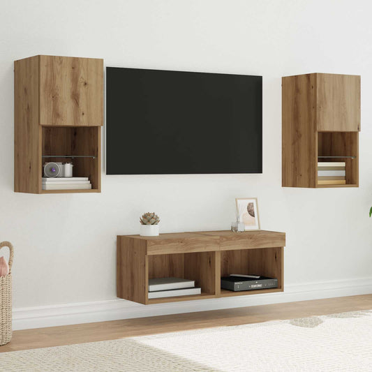 TV Fali Szekrények Falra szerelhető 4 pcs Artisan tölgy Faanyag