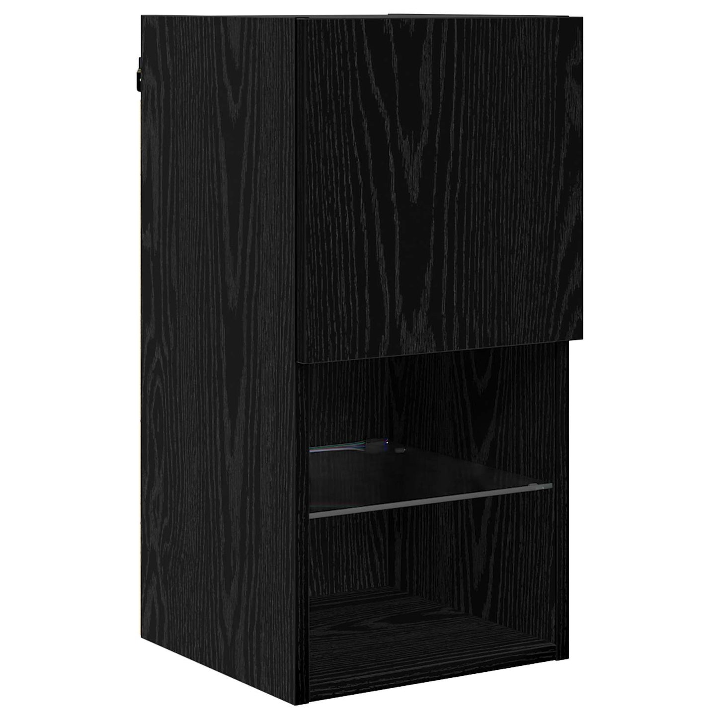 TV Fali Szekrények LED -es lámpákkal 4 pcs Fekete tölgy Faanyag