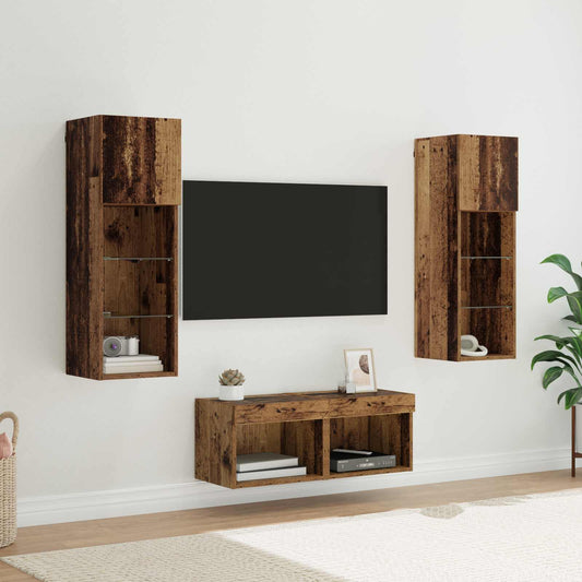 TV Fali Szekrények Falra szerelhető 4 pcs Artisan tölgy Faanyag