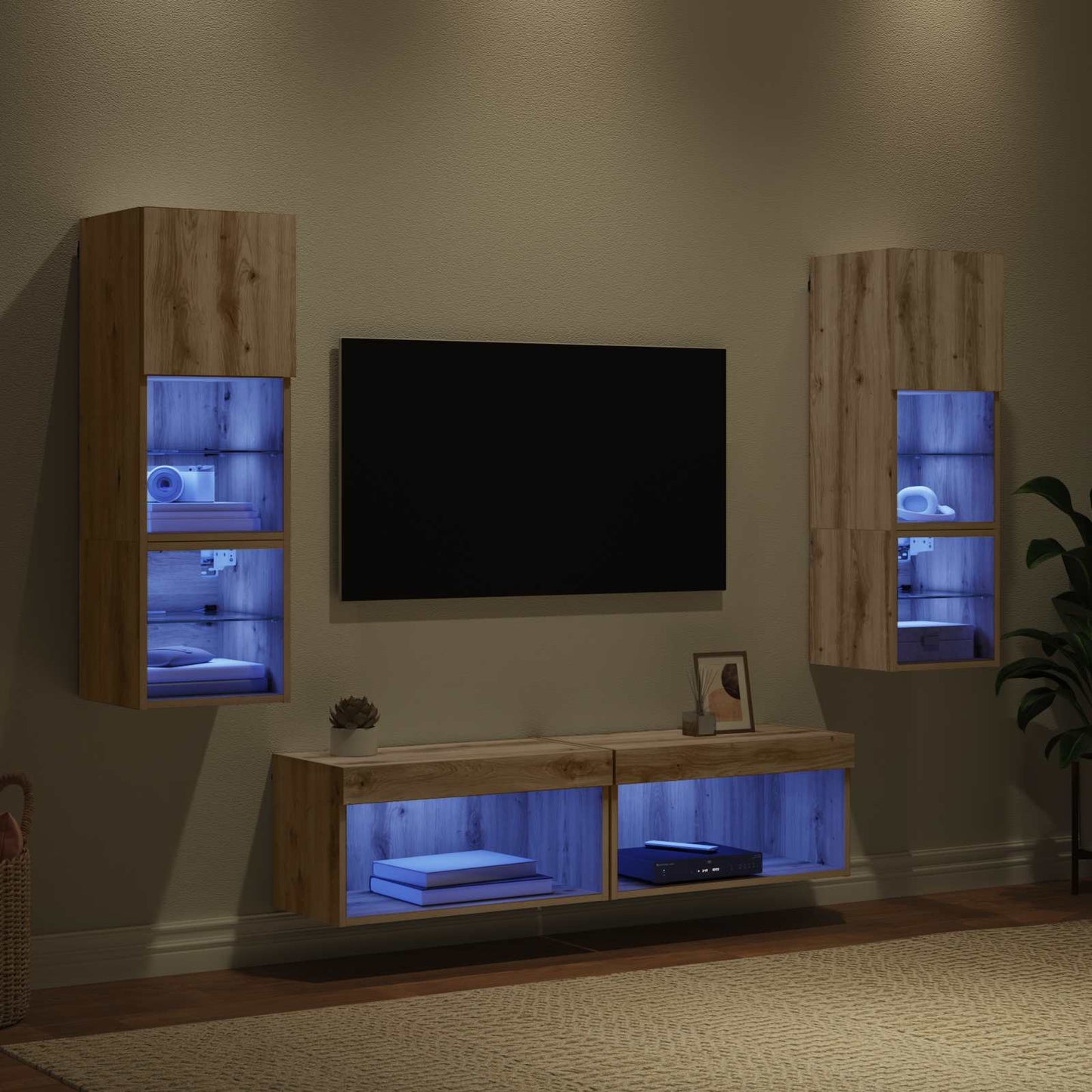 TV faliszekrény 6 pcs Artisan tölgy Szerelt Fa