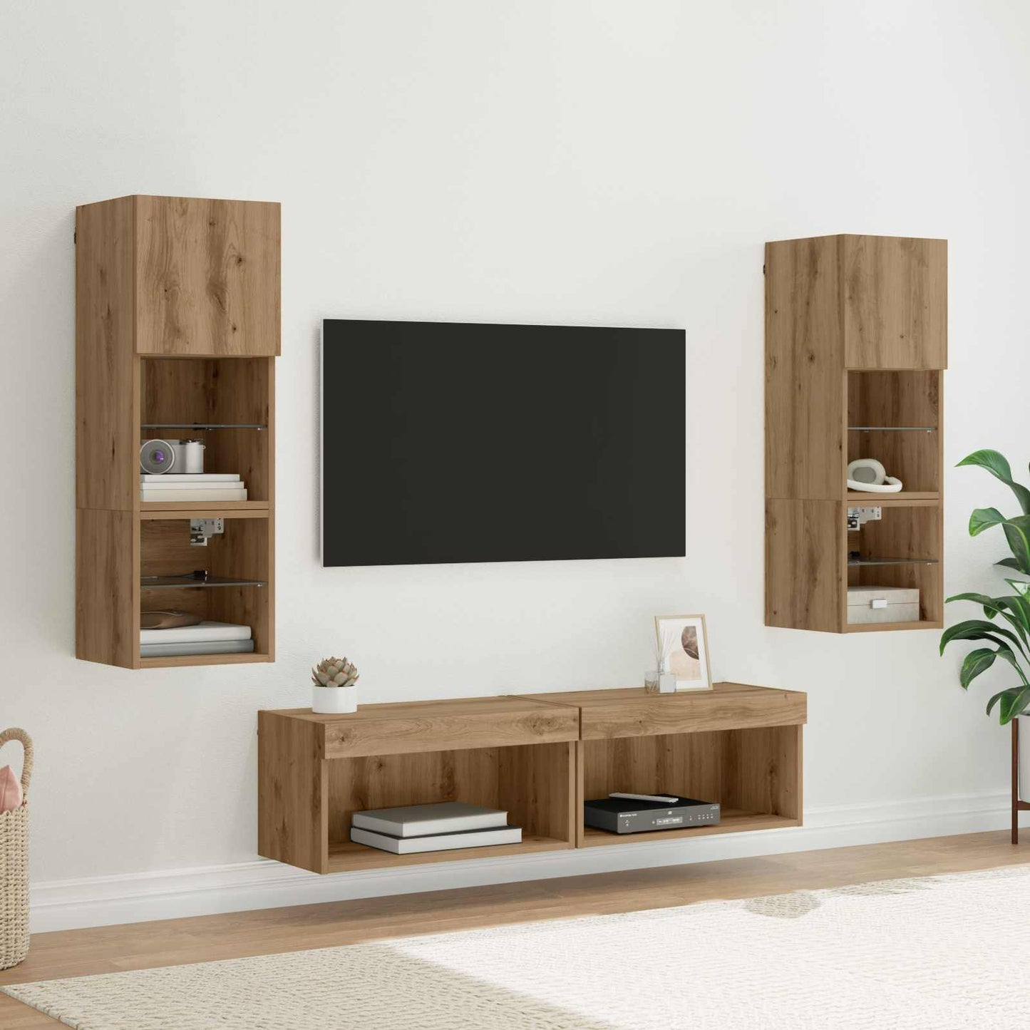 TV faliszekrény 6 pcs Artisan tölgy Szerelt Fa