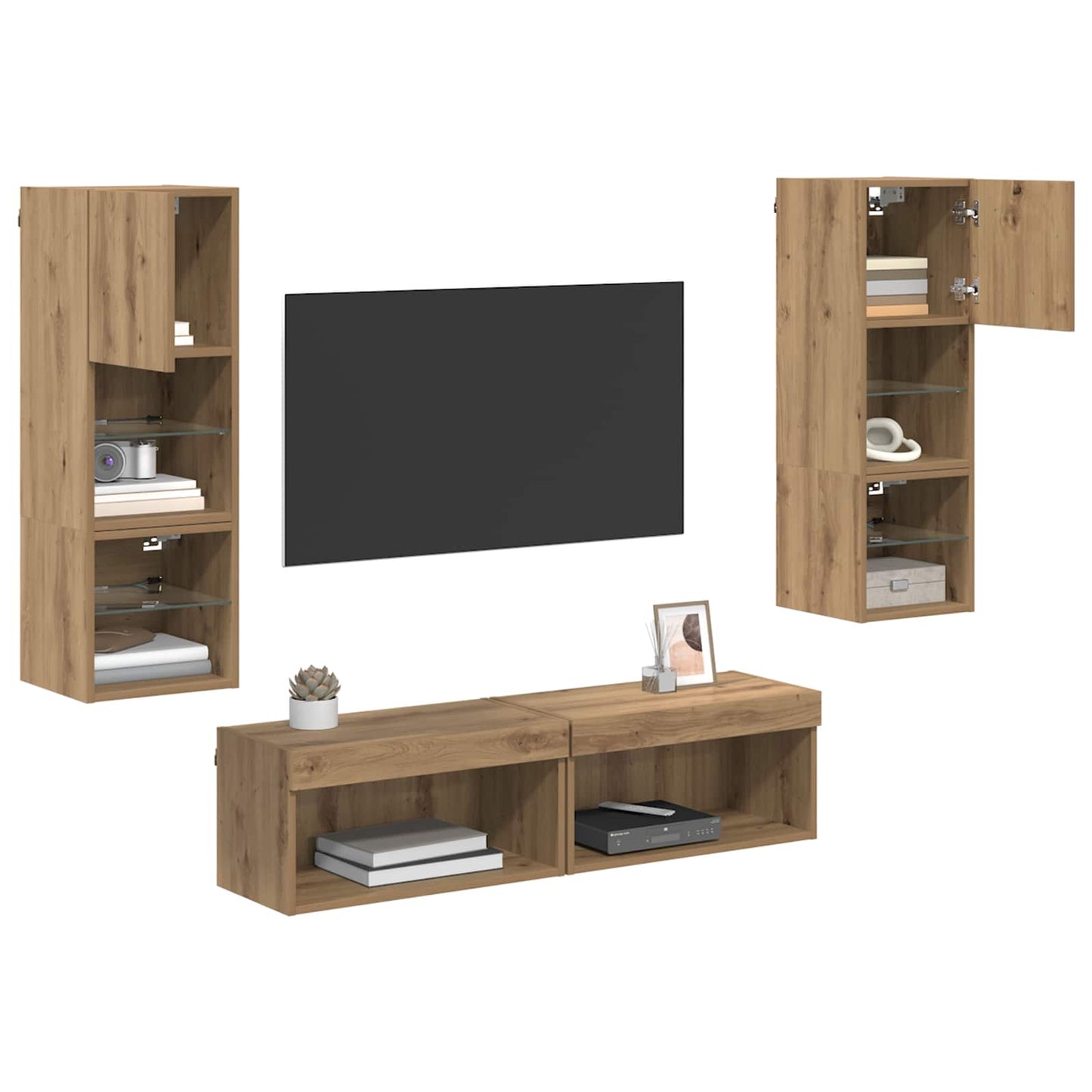 TV faliszekrény 6 pcs Artisan tölgy Szerelt Fa