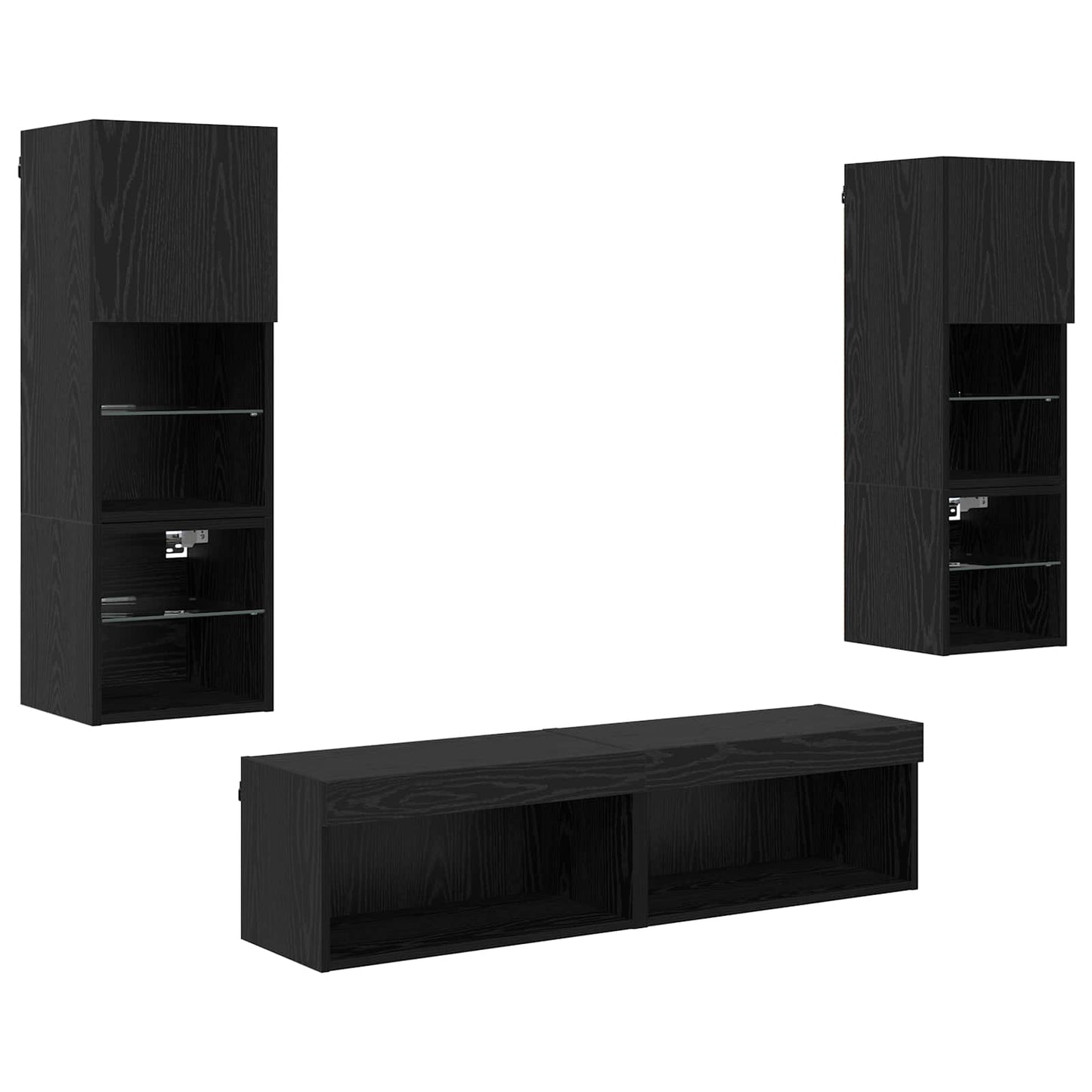 TV faliszekrény LED -es lámpákkal 6 pcs Fekete tölgy Faanyag