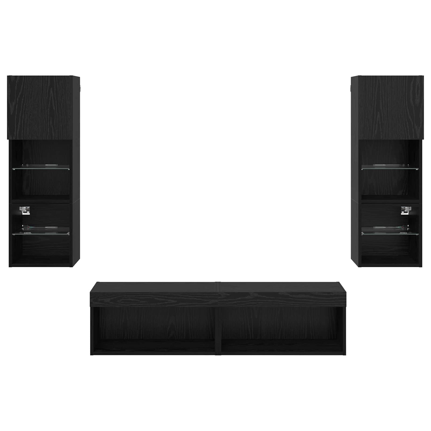 TV faliszekrény LED -es lámpákkal 6 pcs Fekete tölgy Faanyag