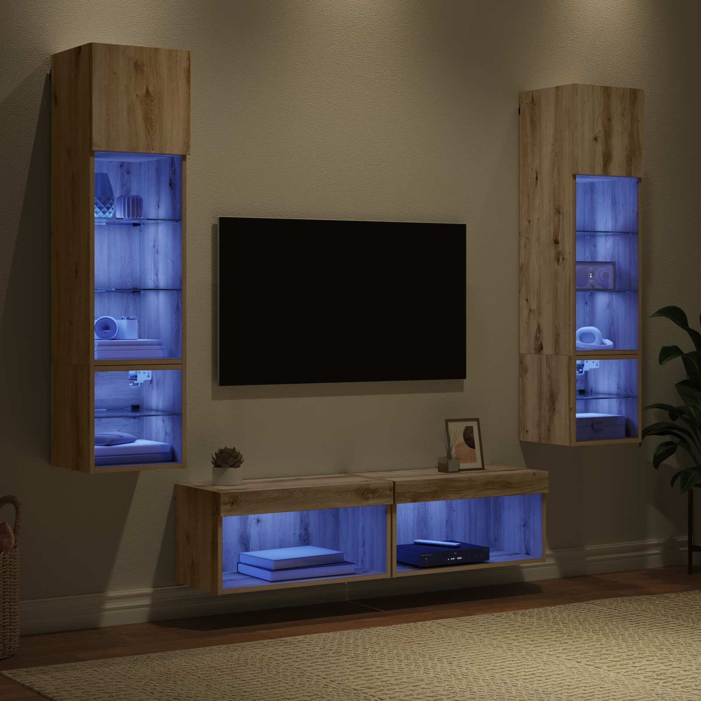 TV faliszekrény 6 pcs Artisan tölgy Faanyag