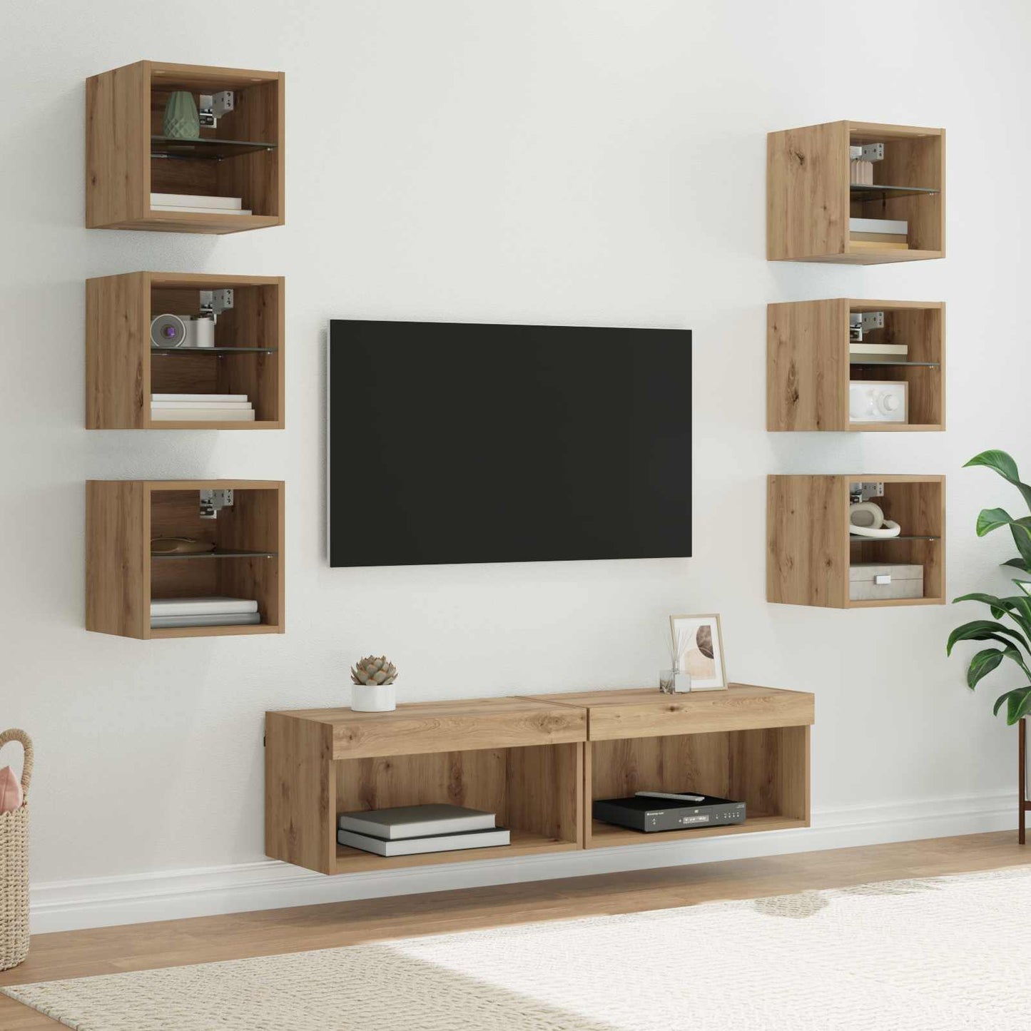TV szekrény 8 pcs Artisan tölgy Üveg