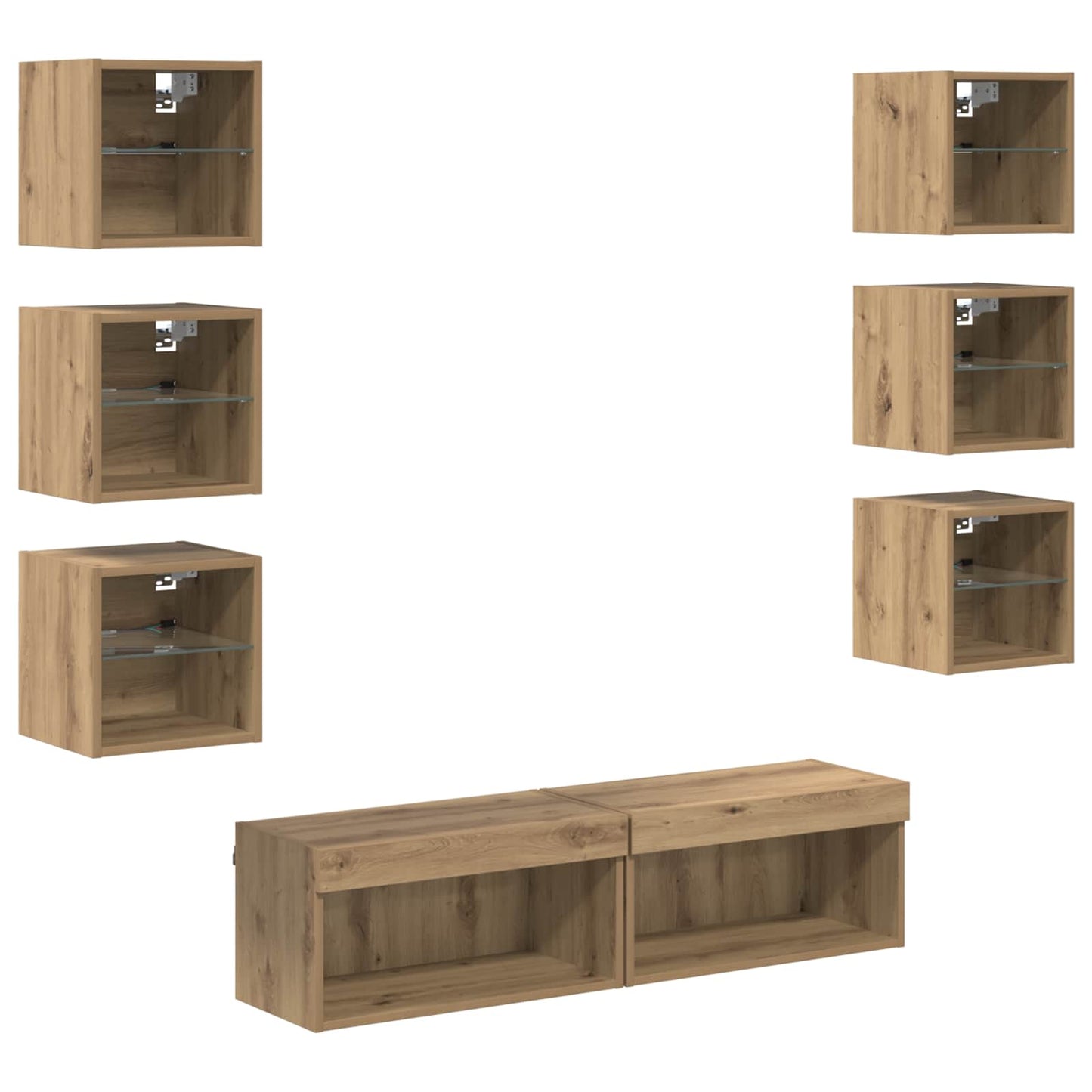 TV szekrény 8 pcs Artisan tölgy Üveg