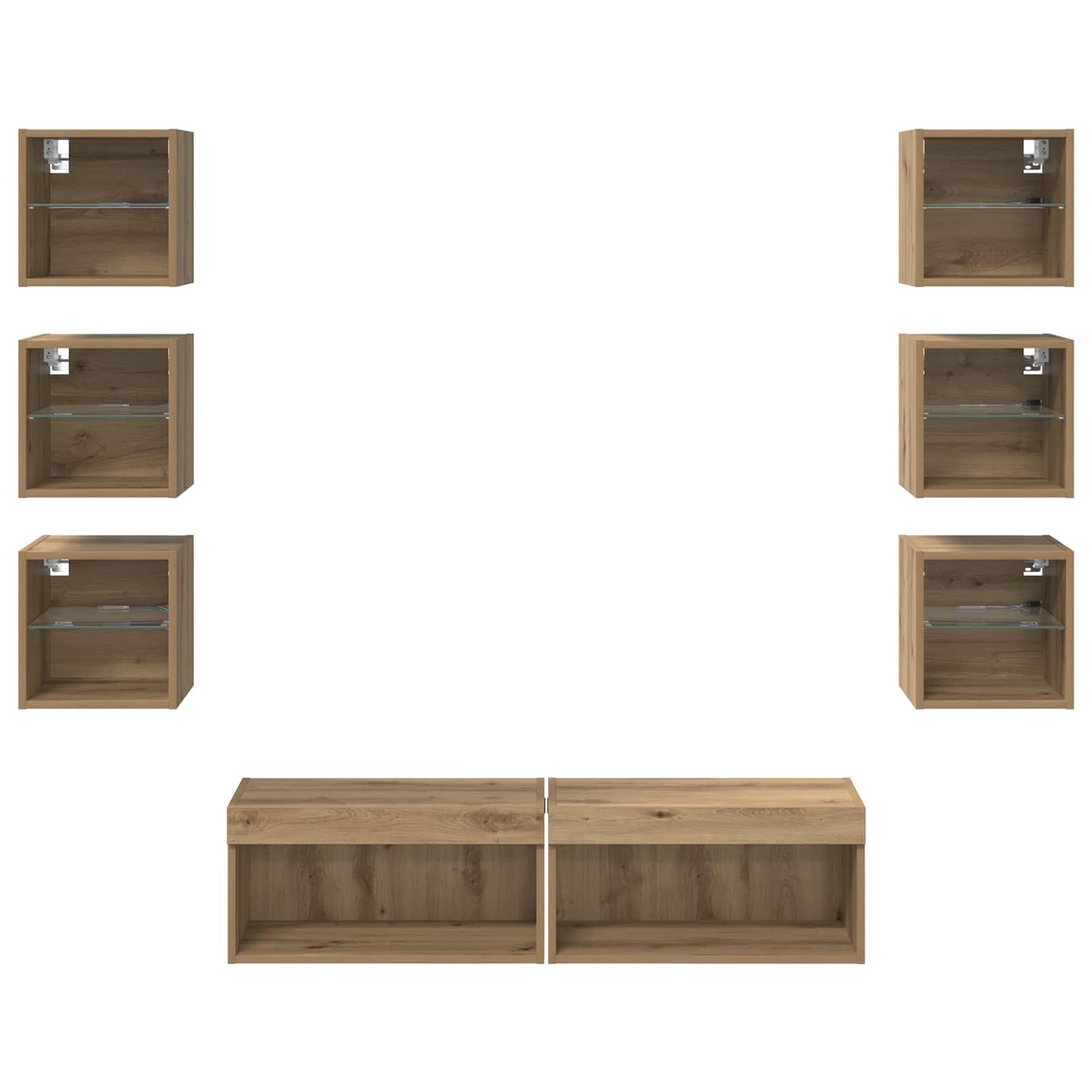 TV szekrény 8 pcs Artisan tölgy Üveg