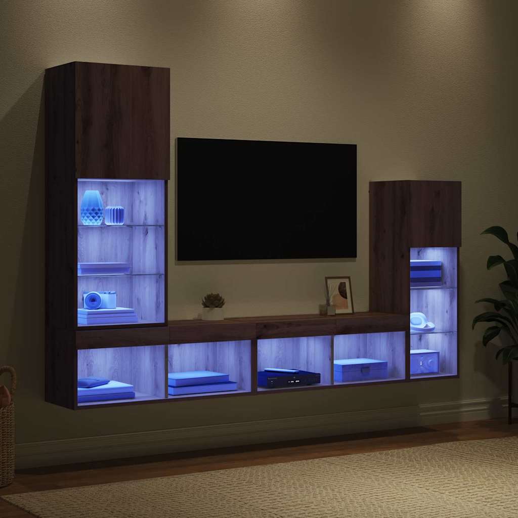 TV Fali Egységek 4 pcs Artisan tölgy Szerelt Fa