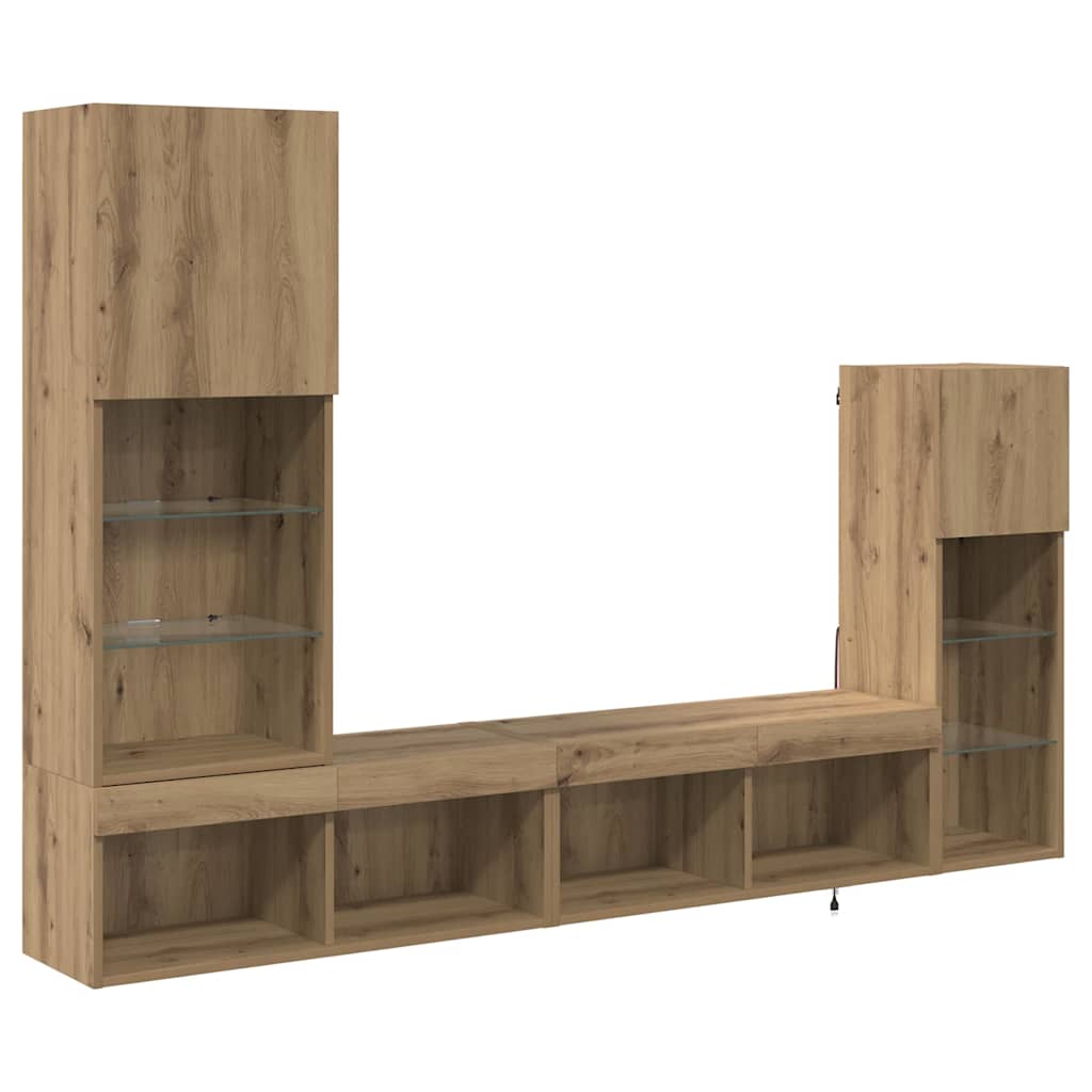 TV Fali Egységek 4 pcs Artisan tölgy Szerelt Fa