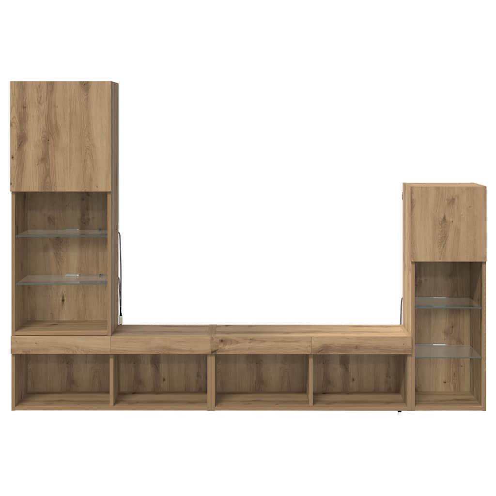 TV Fali Egységek 4 pcs Artisan tölgy Szerelt Fa