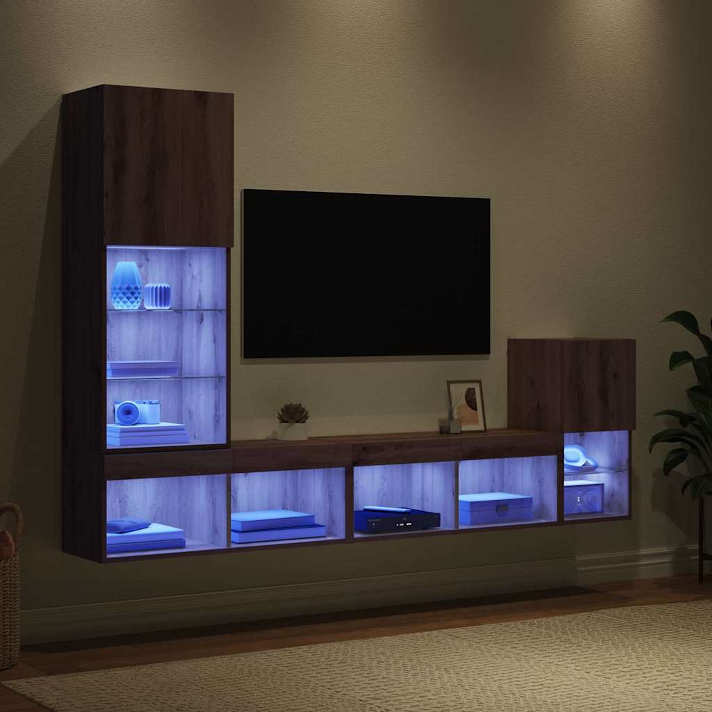 TV Fali Egységek 4 pcs Artisan tölgy Faanyag