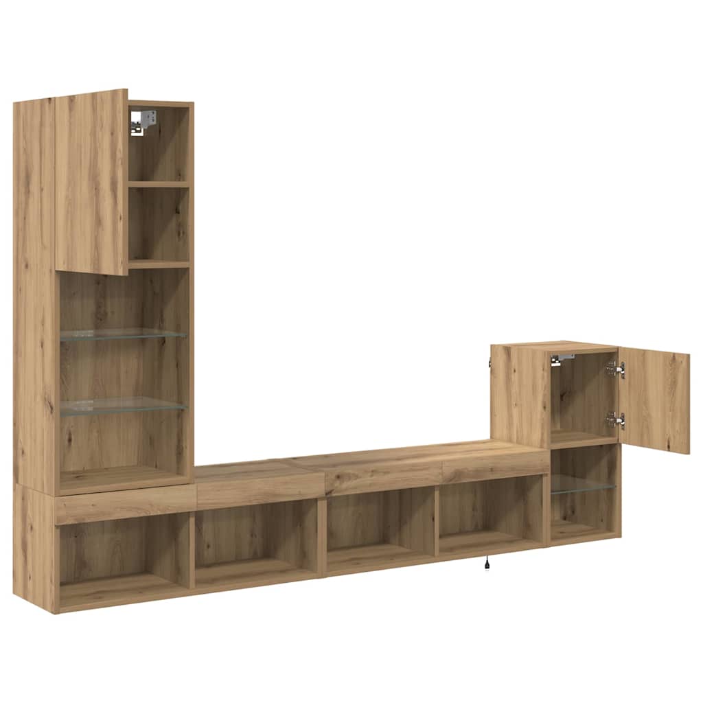 TV Fali Egységek 4 pcs Artisan tölgy Faanyag