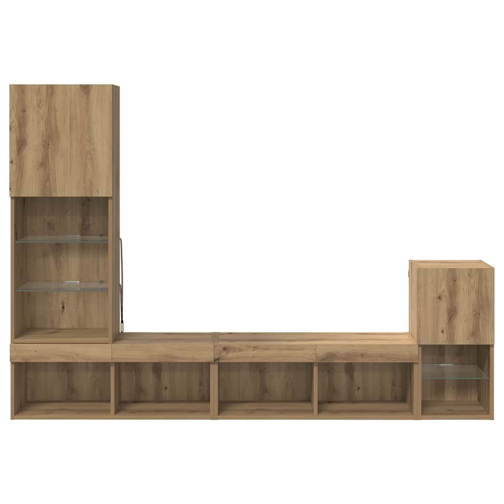 TV Fali Egységek 4 pcs Artisan tölgy Faanyag