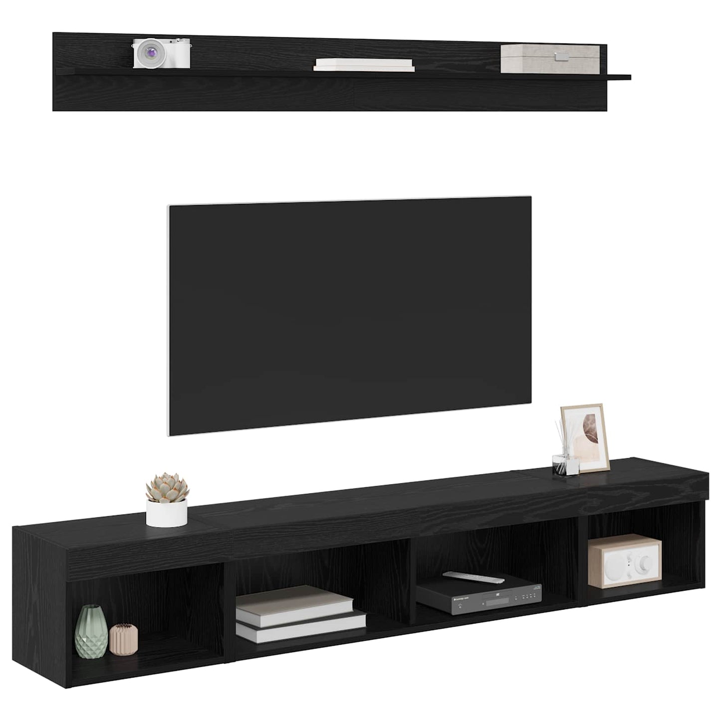 TV falit kabinet szett leddel 5 pcs Fekete tölgy Faanyag