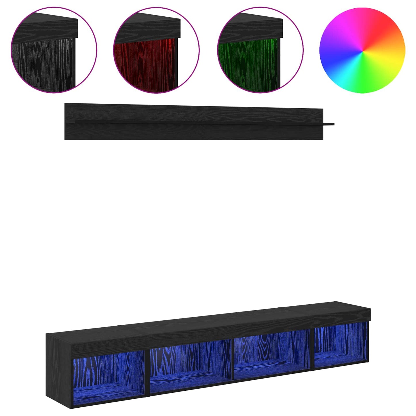 TV falit kabinet szett leddel 5 pcs Fekete tölgy Faanyag