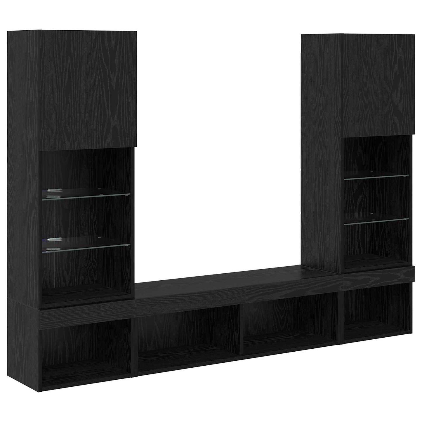 TV Fali Egységek LED-del 5 pcs 40,5 x 30 x 102 cm Fekete tölgy
