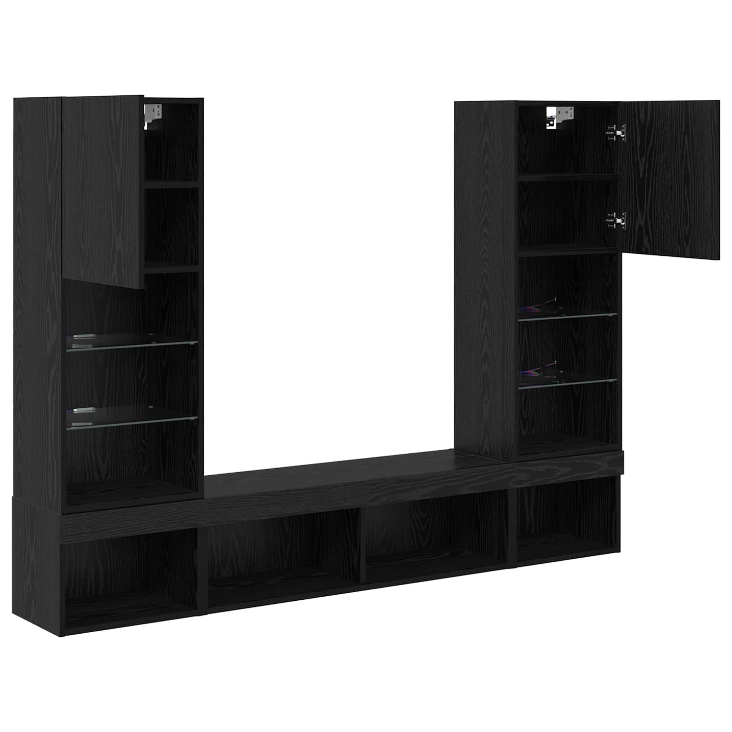 TV Fali Egységek LED-del 5 pcs 40,5 x 30 x 102 cm Fekete tölgy