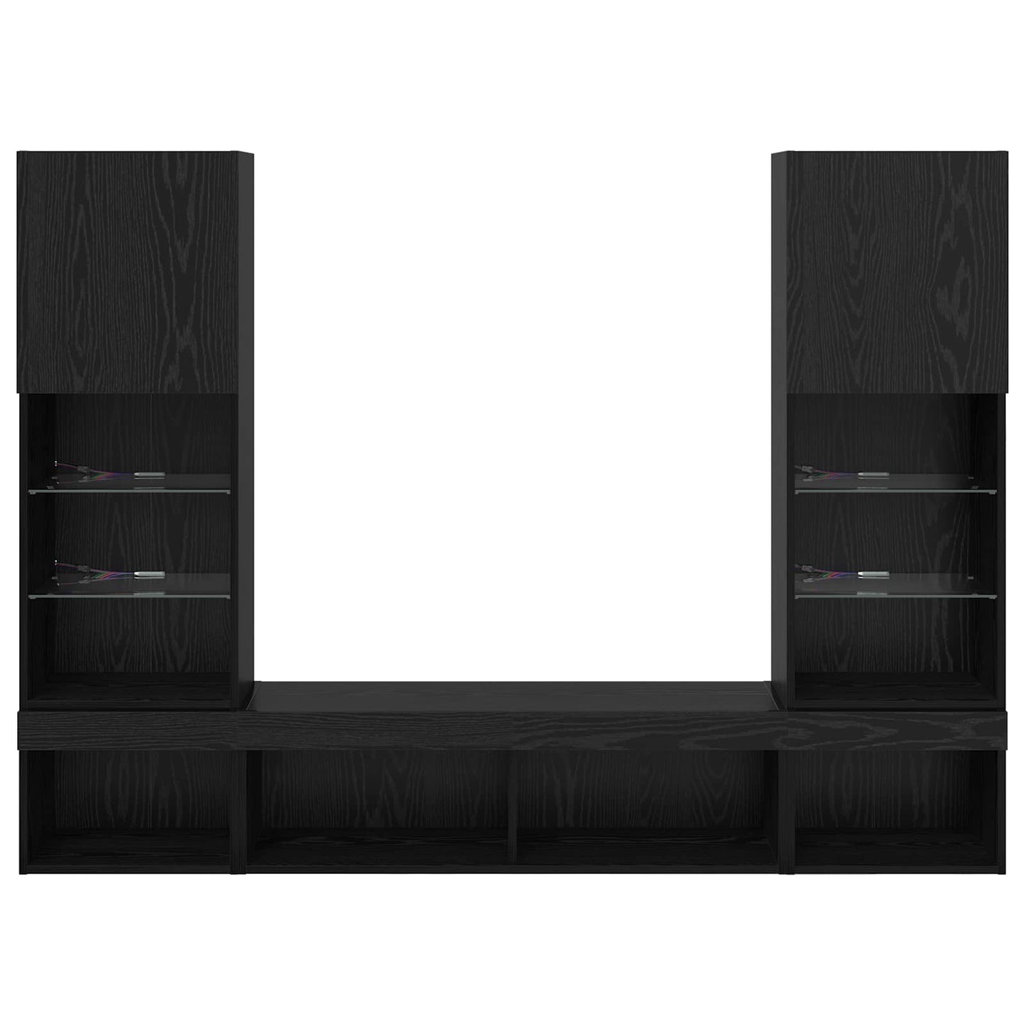 TV Fali Egységek LED-del 5 pcs 40,5 x 30 x 102 cm Fekete tölgy
