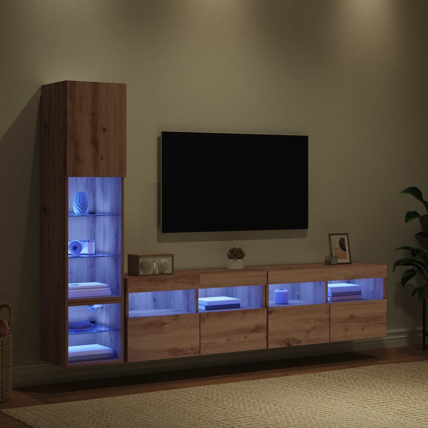 TV faliszekrény 4 pcs Artisan tölgy Szerelt Fa