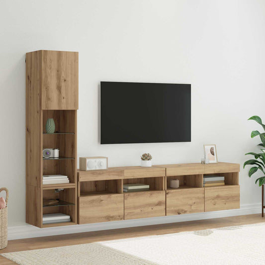 TV faliszekrény leddel 4 pcs Artisan tölgy Faanyag