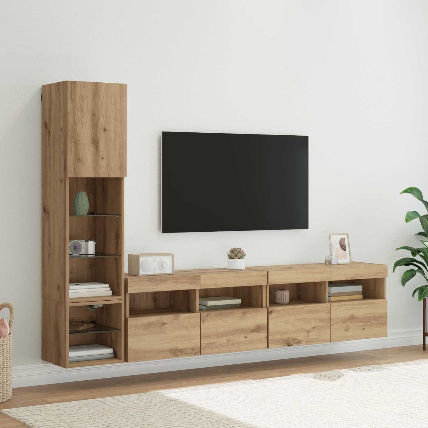 TV faliszekrény 4 pcs Artisan tölgy Szerelt Fa