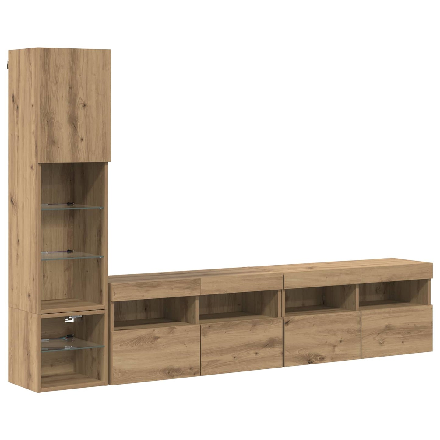 TV faliszekrény 4 pcs Artisan tölgy Szerelt Fa