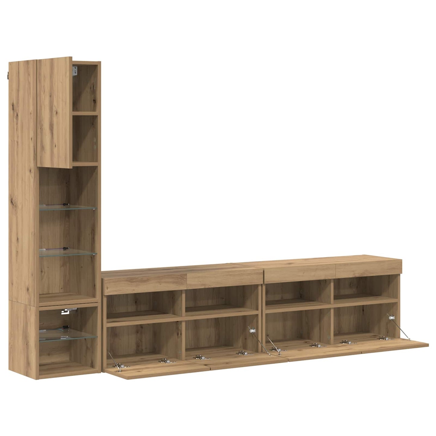 TV faliszekrény 4 pcs Artisan tölgy Szerelt Fa