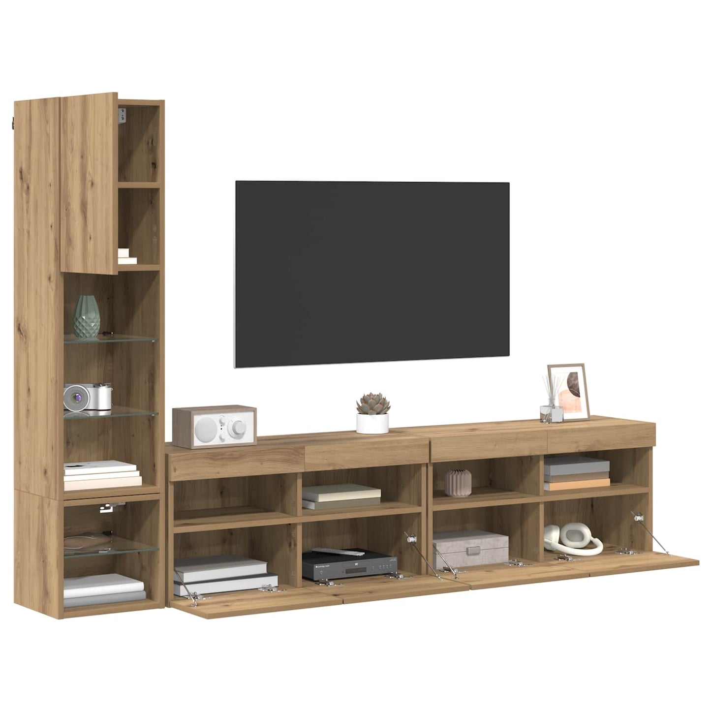 TV faliszekrény 4 pcs Artisan tölgy Szerelt Fa
