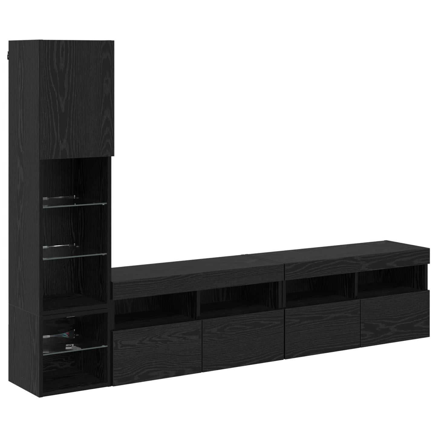TV faliszekrény leddel 4 pcs Fekete tölgy Faanyag