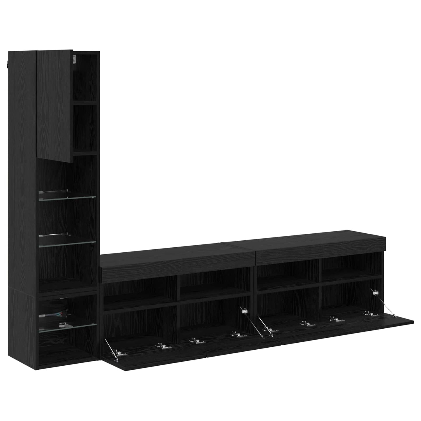TV faliszekrény leddel 4 pcs Fekete tölgy Faanyag