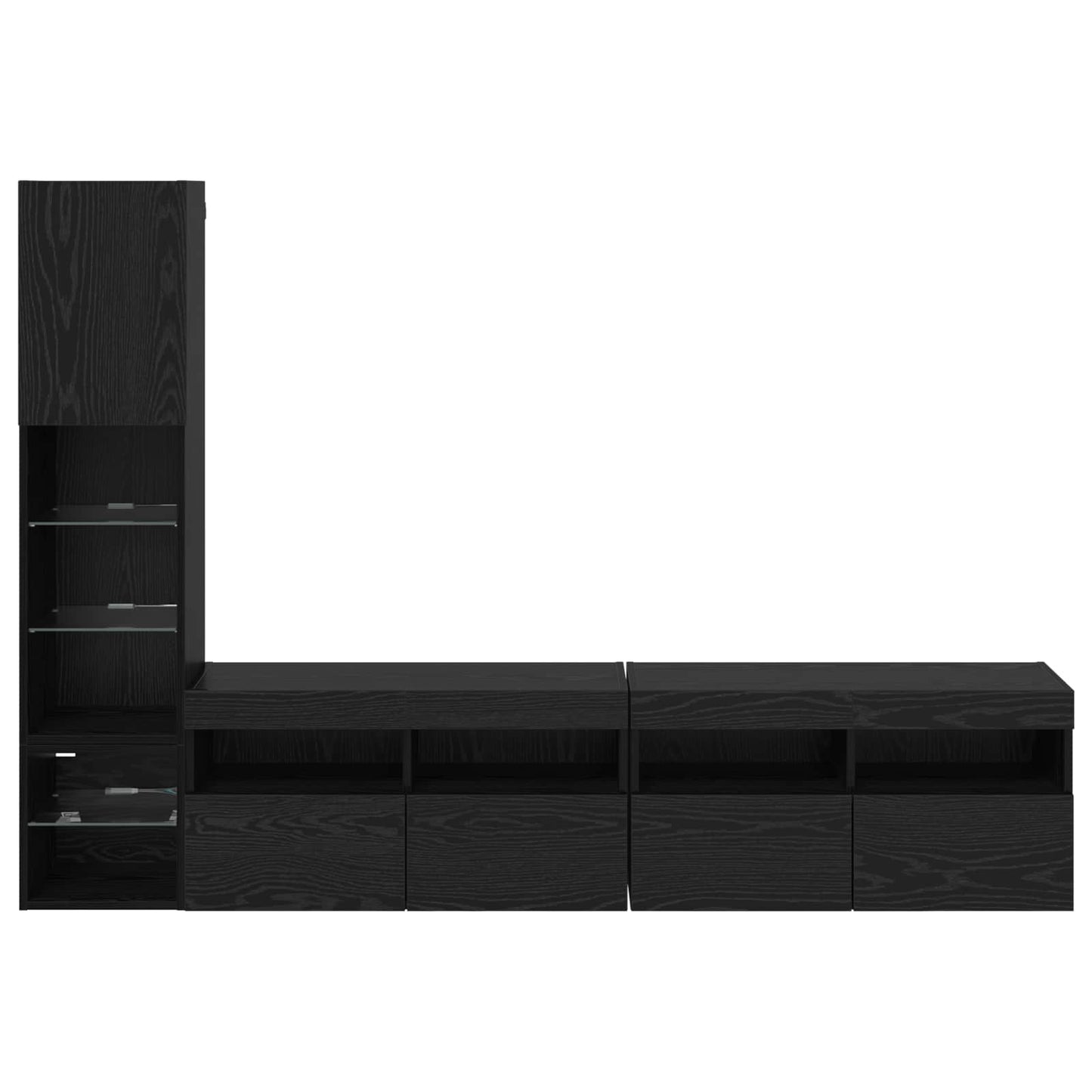 TV faliszekrény leddel 4 pcs Fekete tölgy Faanyag