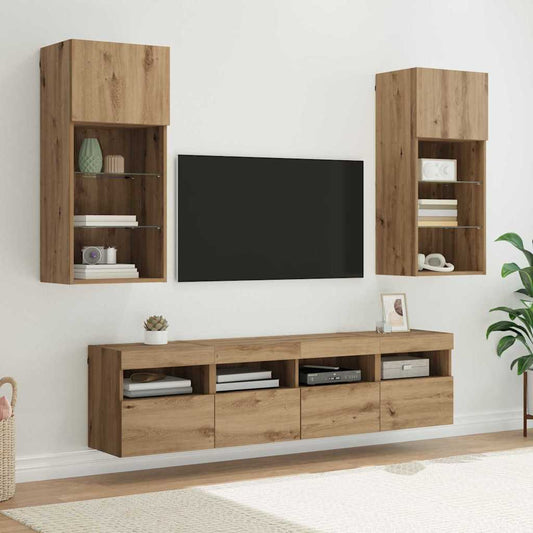 TV Fali Egységek LED-del 5 pcs Artisan tölgy 40,5 x 30 x 90 cm