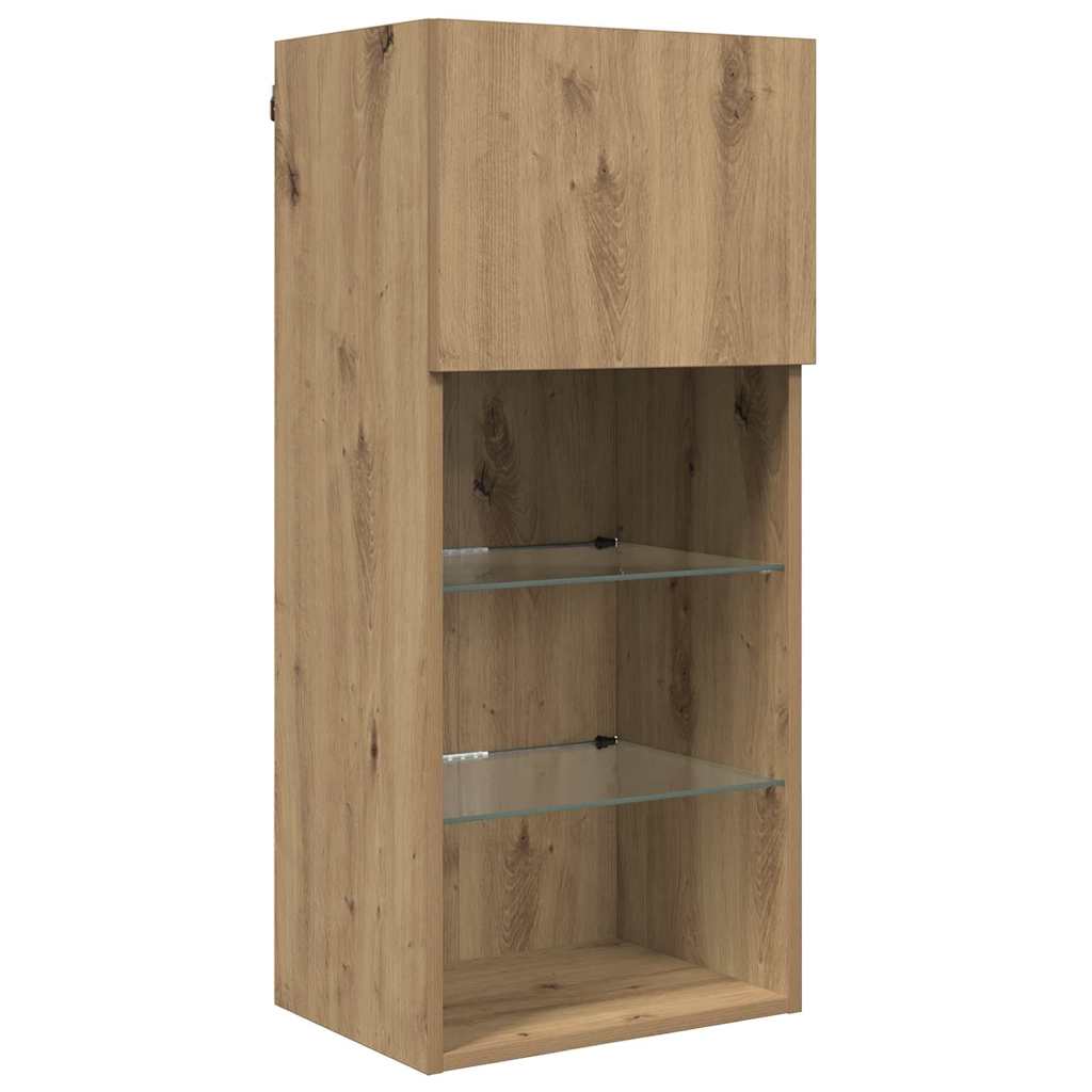 TV Fali Egységek LED-del 5 pcs Artisan tölgy Faanyag