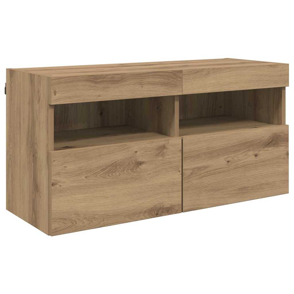 TV Fali Egységek LED-del 5 pcs Artisan tölgy Faanyag