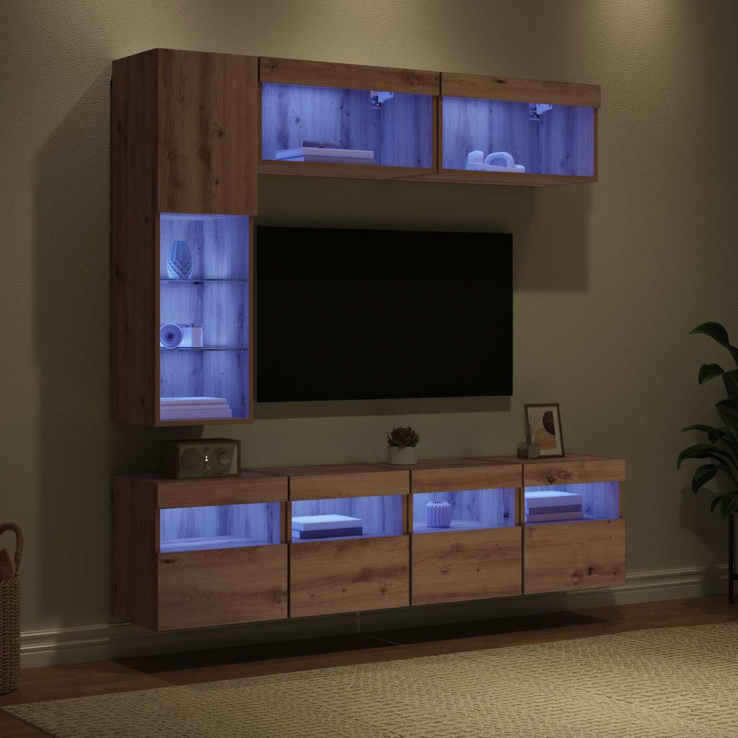 TV szekrény 7 pcs Artisan tölgy Faanyag