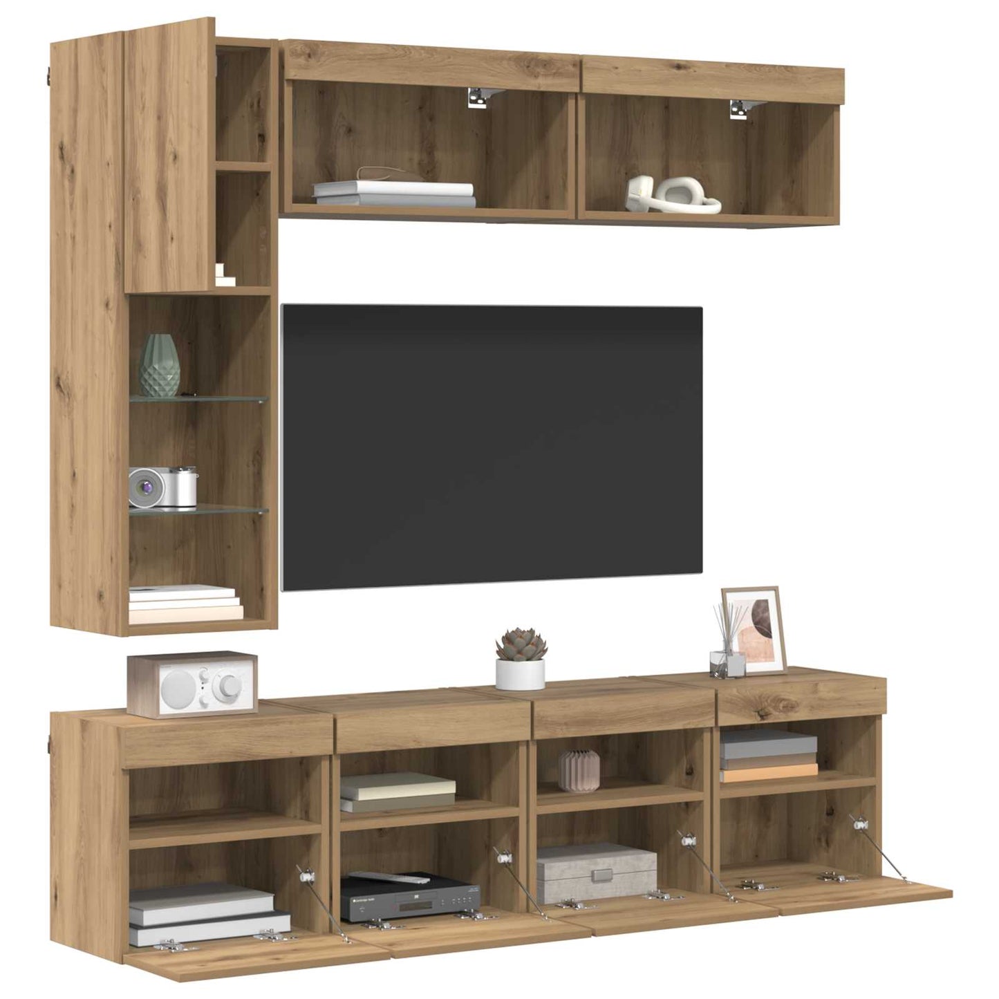 TV szekrény 7 pcs Artisan tölgy Faanyag