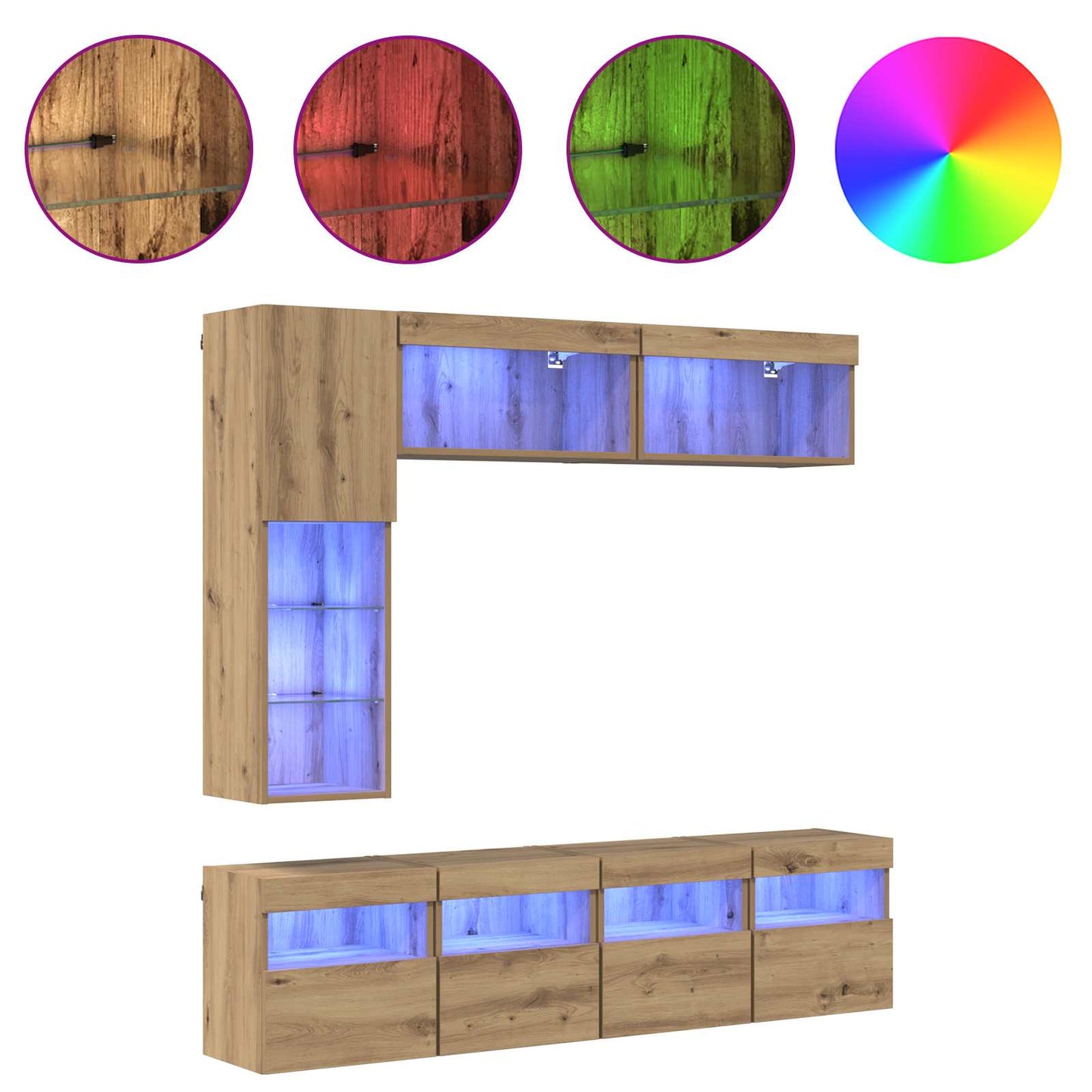 TV szekrény 7 pcs Artisan tölgy Faanyag