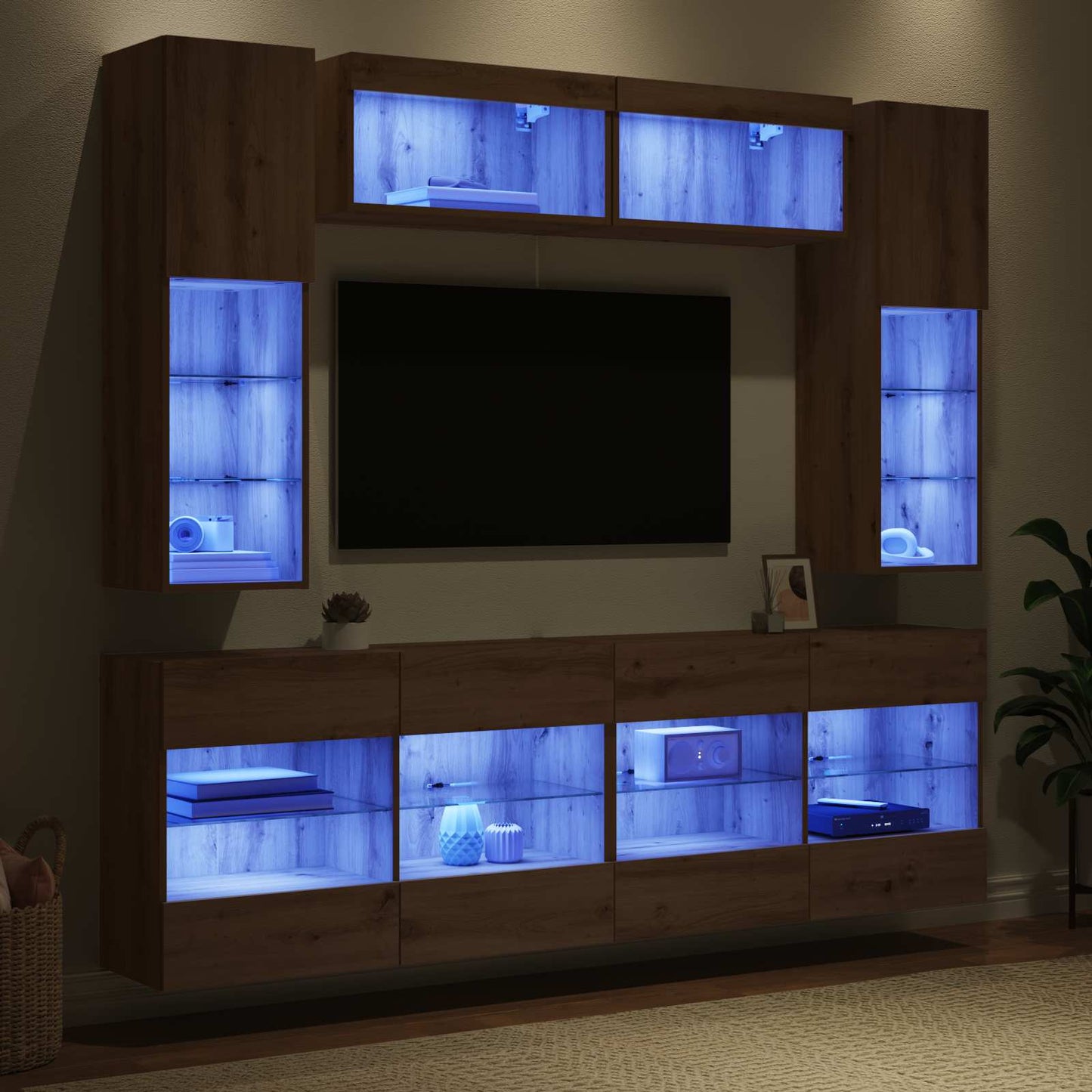 TV falit kabinet szett 6 pcs Kézműves Tölgy Mérnöki fa
