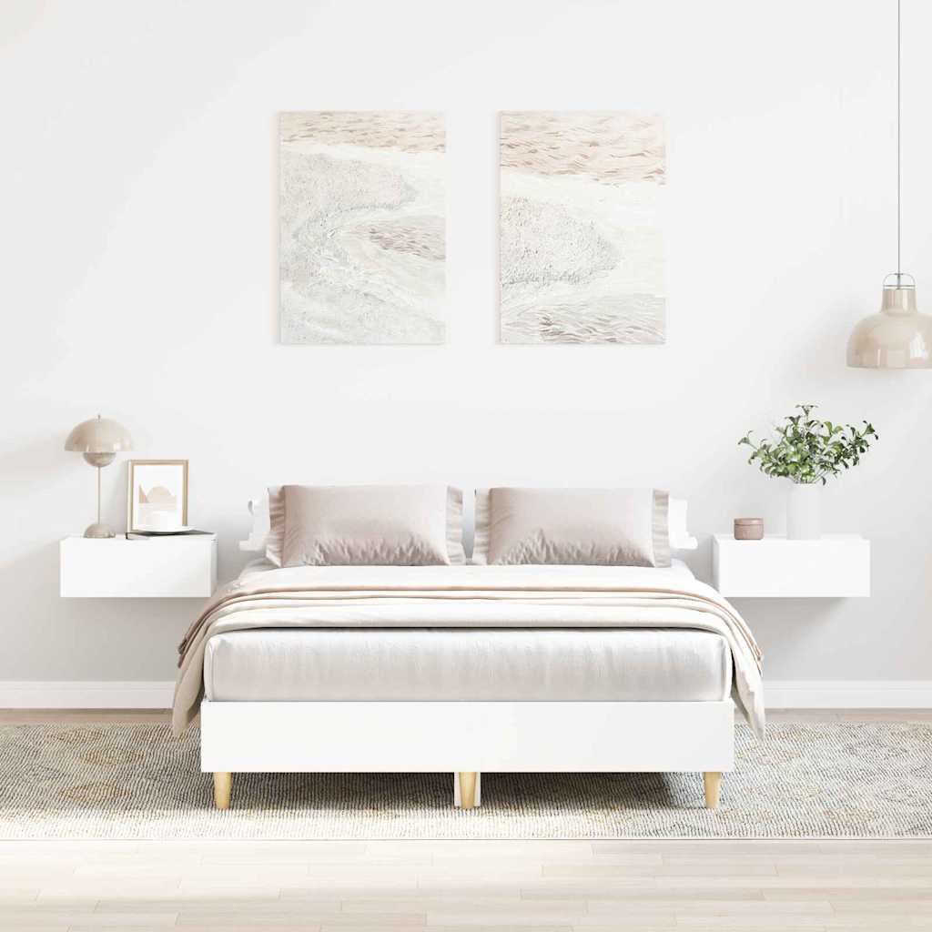 Ágykeret Fehér 137 x 190 cm Szerelt Fa