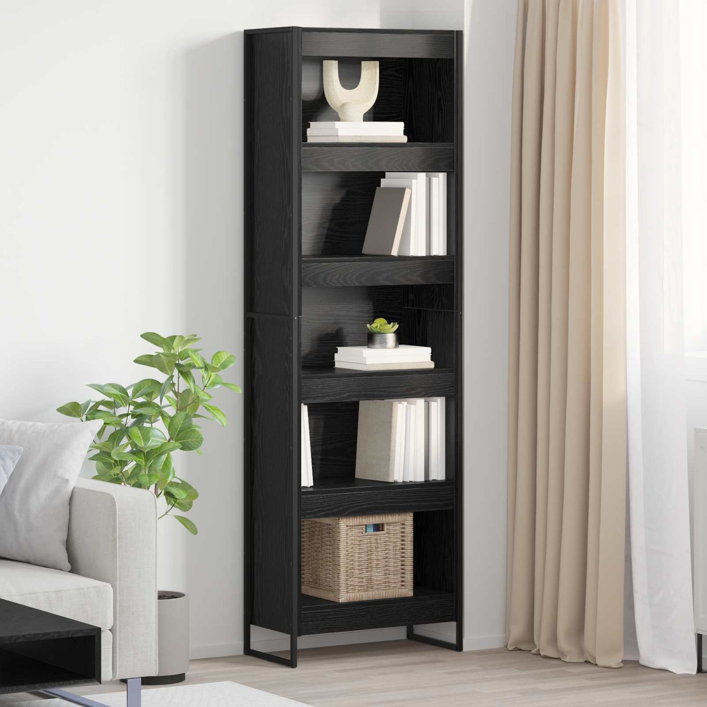 Könyvespolc 60 x 30 x 189,5 cm Szerelt Fa Fekete tölgy