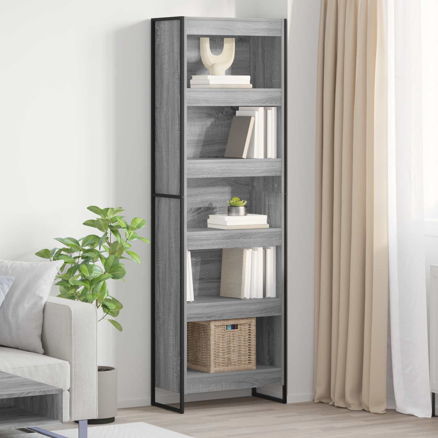 Könyvespolc 60 x 30 x 189,5 cm Szerelt Fa Szürke Sonoma