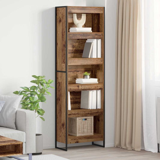 Könyvespolc 2 pcs Öreg fa 60 x 30 x 189,5 cm Faanyag