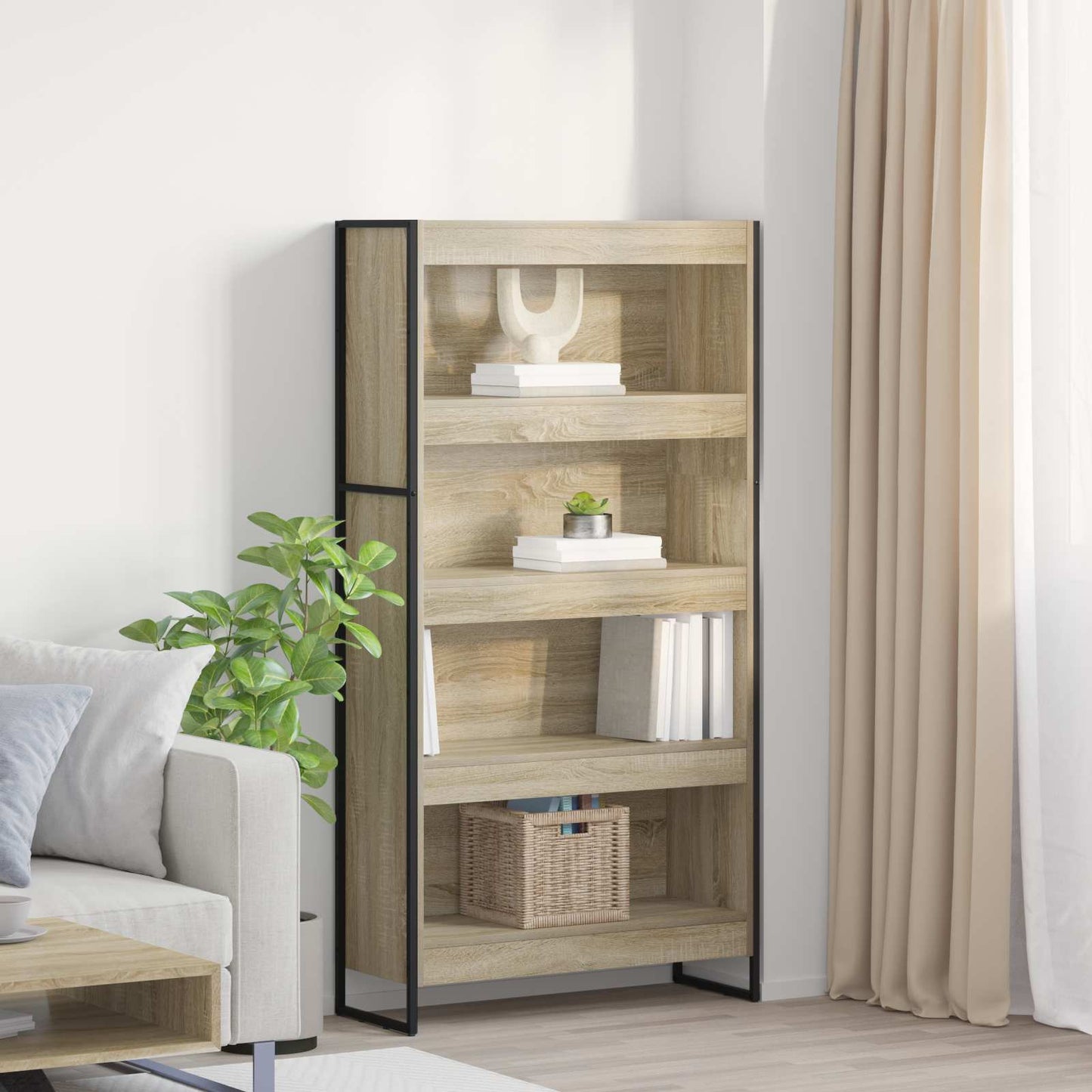 Könyvespolc 80 x 30 x 155 cm Szerelt Fa Sonoma