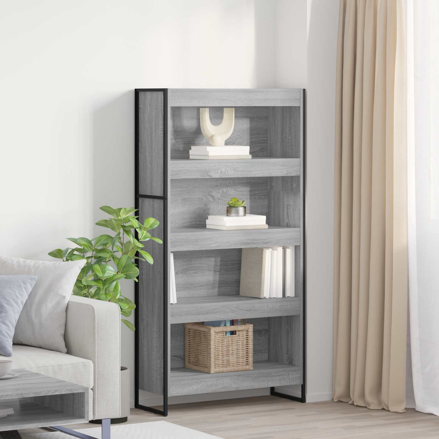 Könyvespolc 80 x 30 x 155 cm Szerelt Fa Szürke Sonoma
