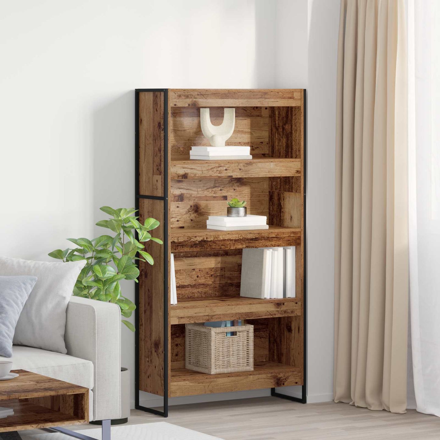 Könyvespolc 80 x 30 x 155 cm Faanyag Öreg fa