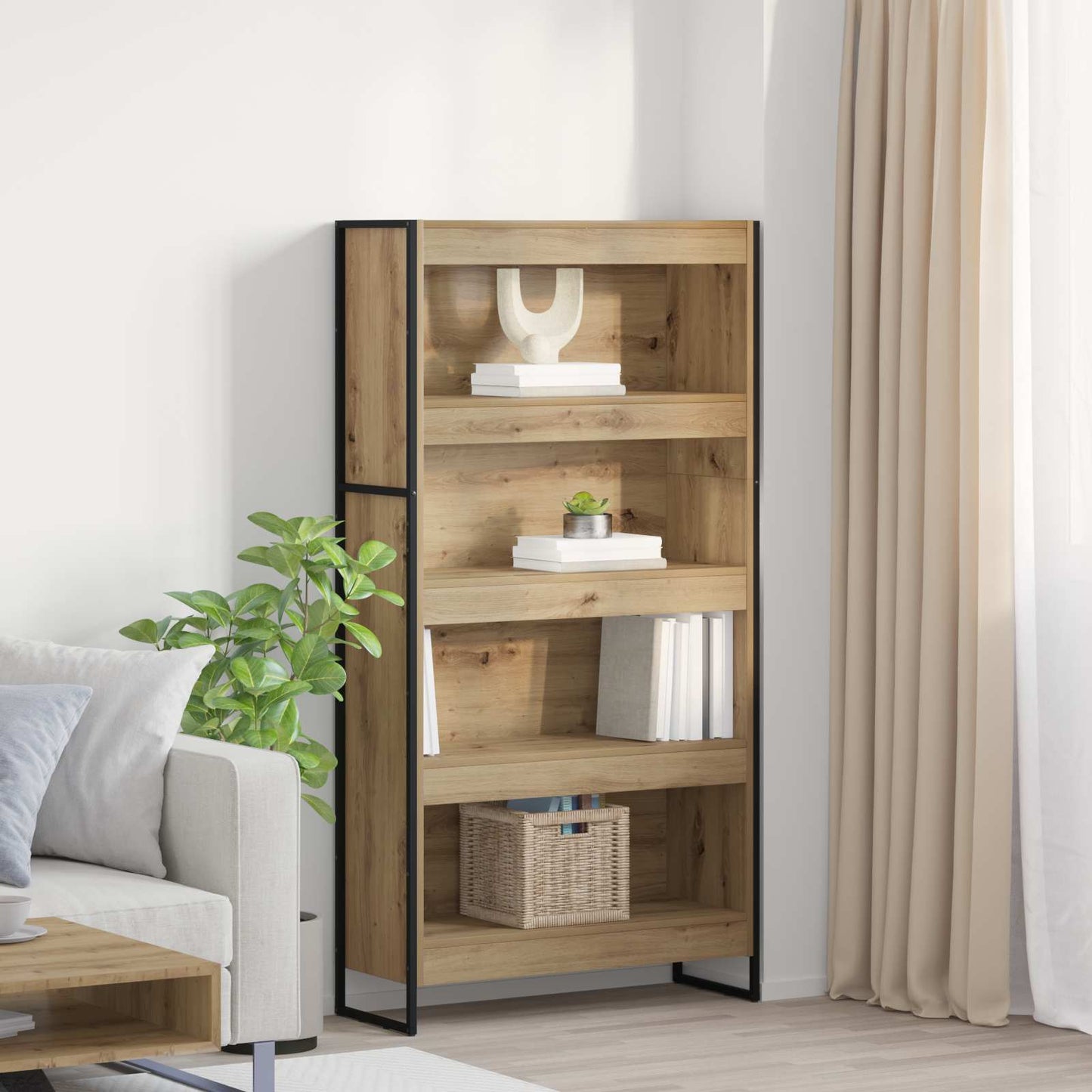 Könyvespolc 80 x 30 x 155 cm Faanyag Művészi tölgy