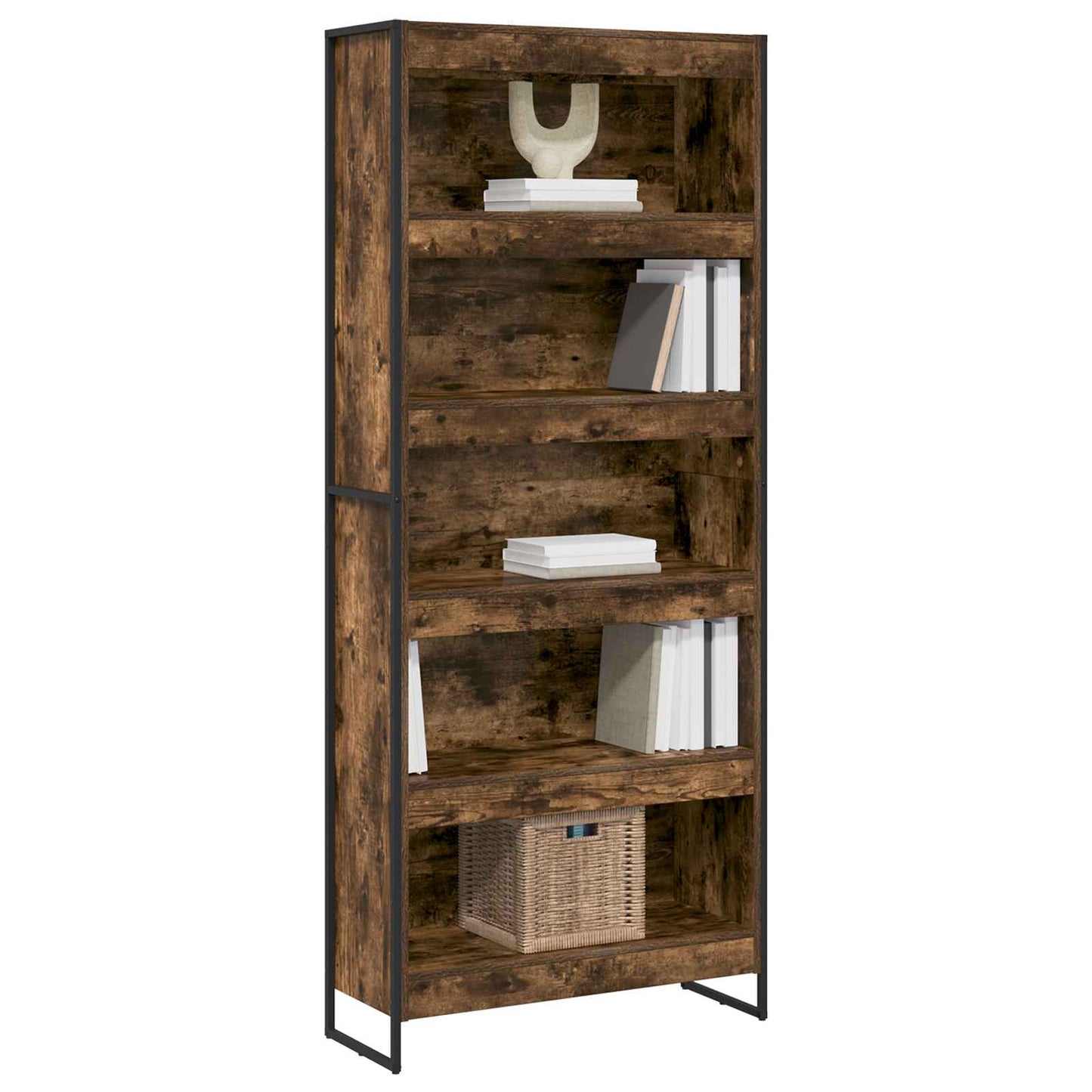 Könyvespolc 80 x 30 x 189,5 cm Szerelt Fa Füstös tölgy