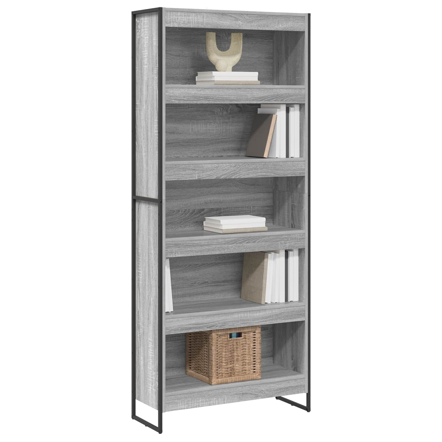 Könyvespolc 80 x 30 x 189,5 cm Szerelt Fa Szürke Sonoma