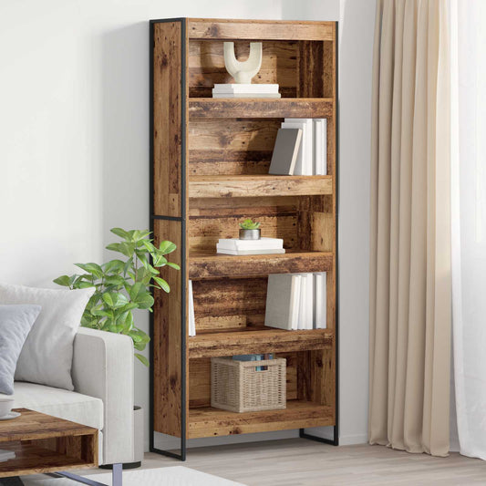 Könyvespolc 2 pcs Öreg fa 80 x 30 x 189,5 cm Faanyag